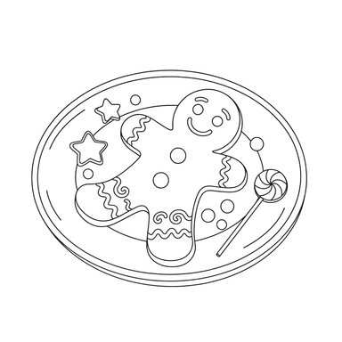 Coloriage Bonhomme en Pain d'Épices sur Assiette