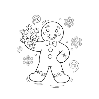 Coloriage Bonhomme de Pain d'Épices avec Flocon