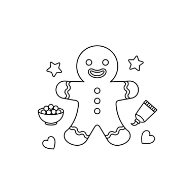 Coloriage Bonhomme de Pain d'Épices à Décorer