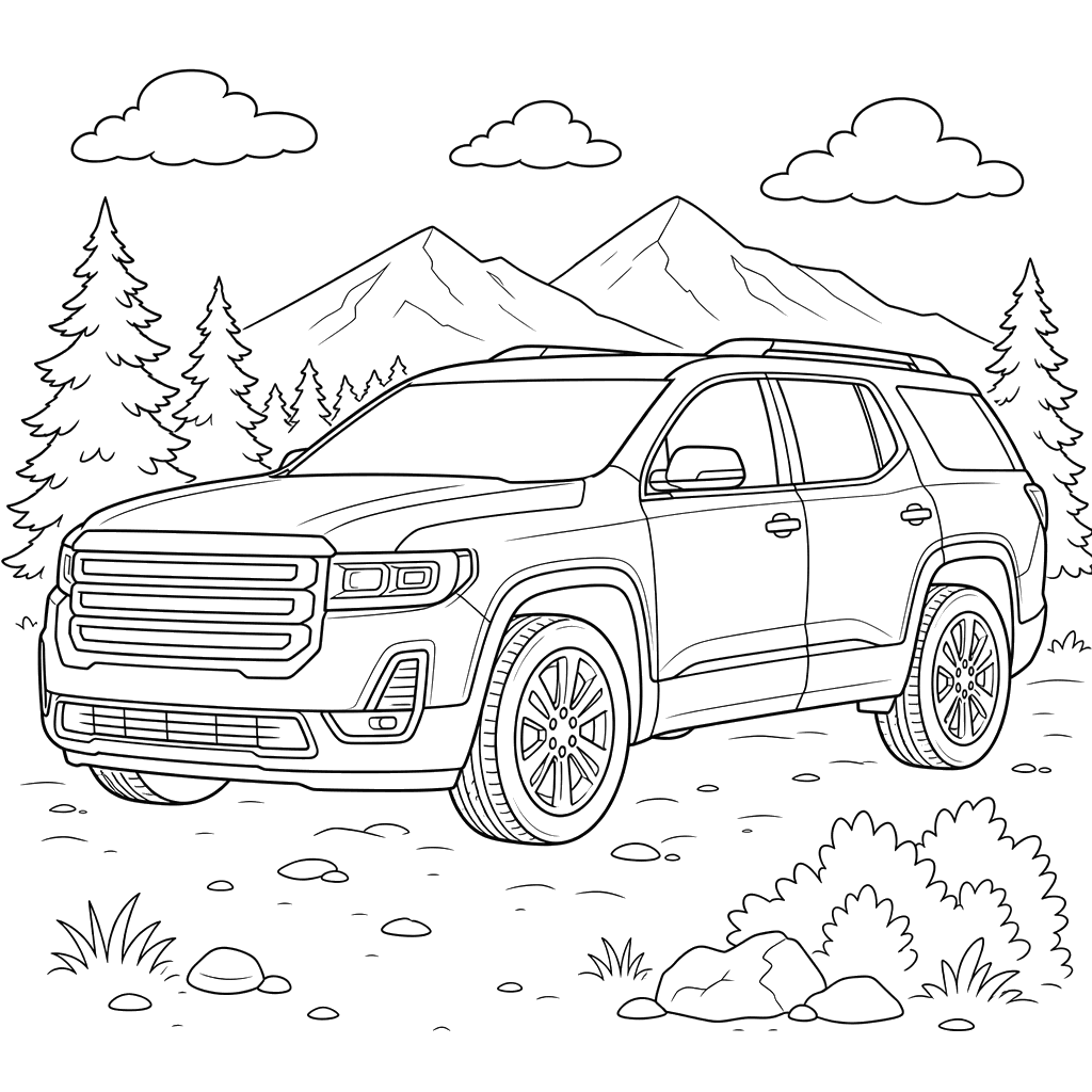 Раскраска Внедорожник GMC Acadia
