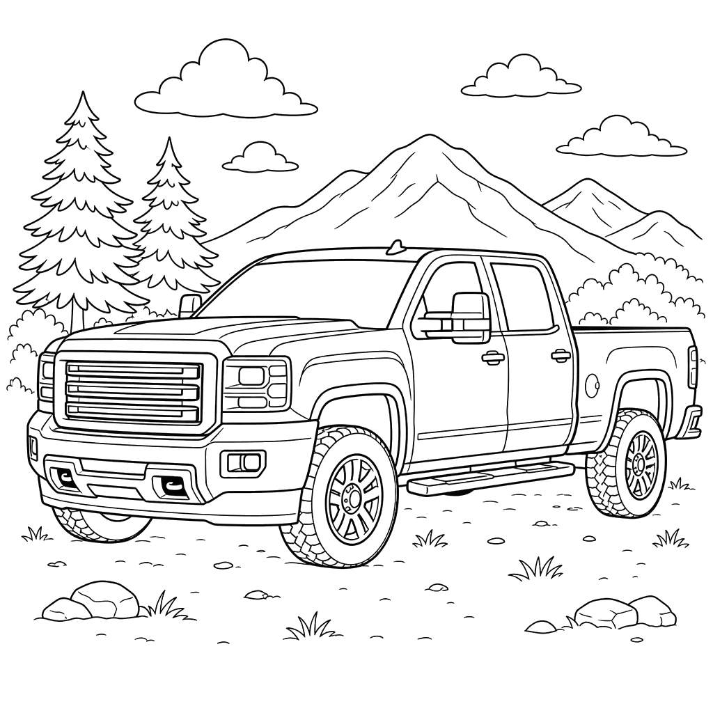 Dibujo para colorear de GMC Sierra HD