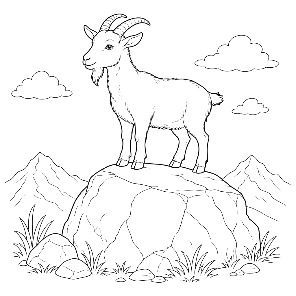 Cabra sobre uma pedra grande