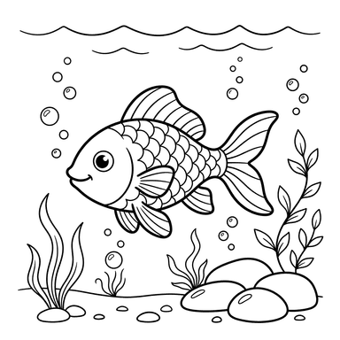 Coloriage Poisson Rouge Nageant dans la Mer
