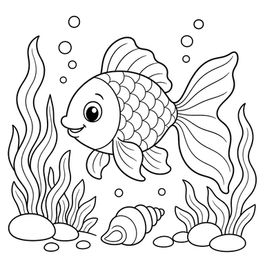 Goldfisch zwischen Seegras