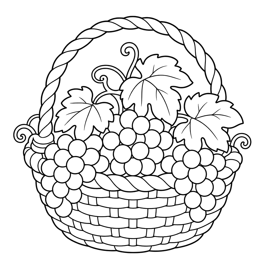 Uvas na cesta — página para colorir