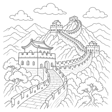 Dibujo para colorear de la Gran Muralla China