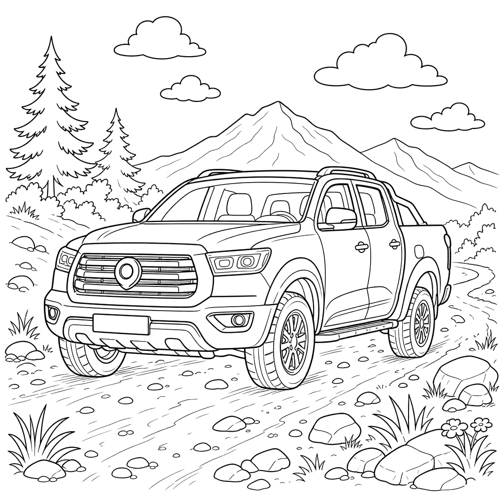 Desenho para colorir: Great Wall Poer em uma estrada de terra