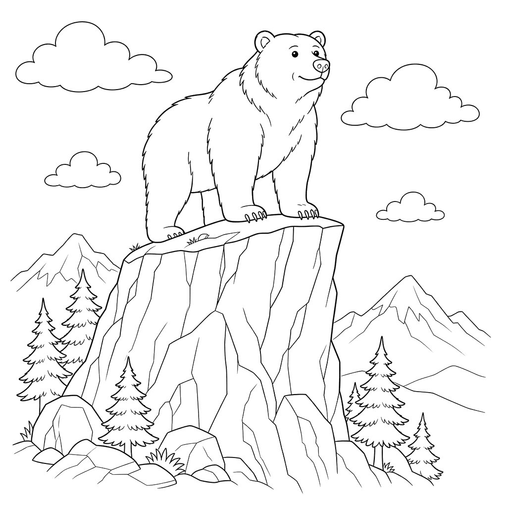 Grizzly Bear on a High Cliff