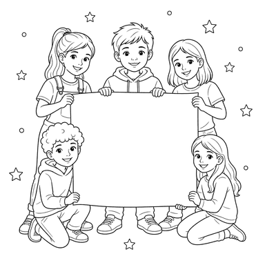 Desenho para colorir de Grupo posando para pôster