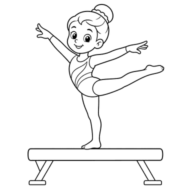 Gymnaste sur la poutre — coloriage