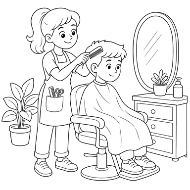 Hairdresser Combing Hair