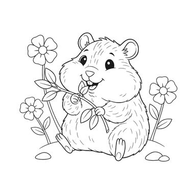 Coloriage Hamster qui ronge une branche
