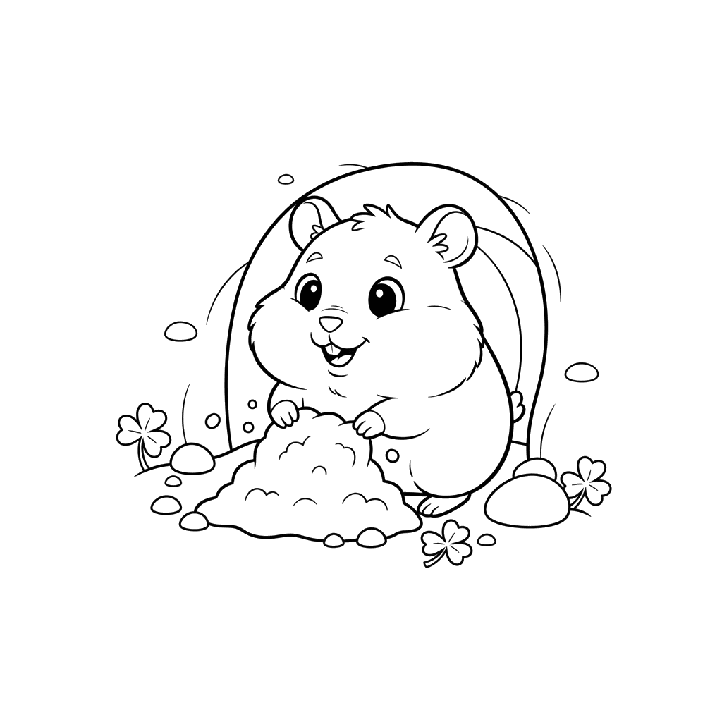Dibujo para colorear Hámster cavando