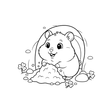 Coloriage Hamster creuse un terrier