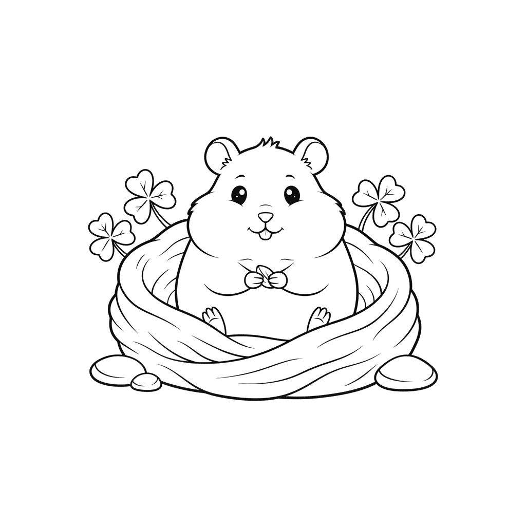 Ausmalbild Hamster in weicher Einstreu
