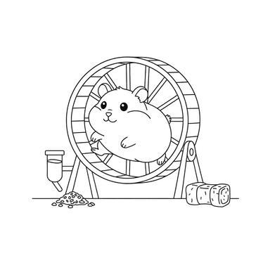 Coloriage Hamster dans sa Roue