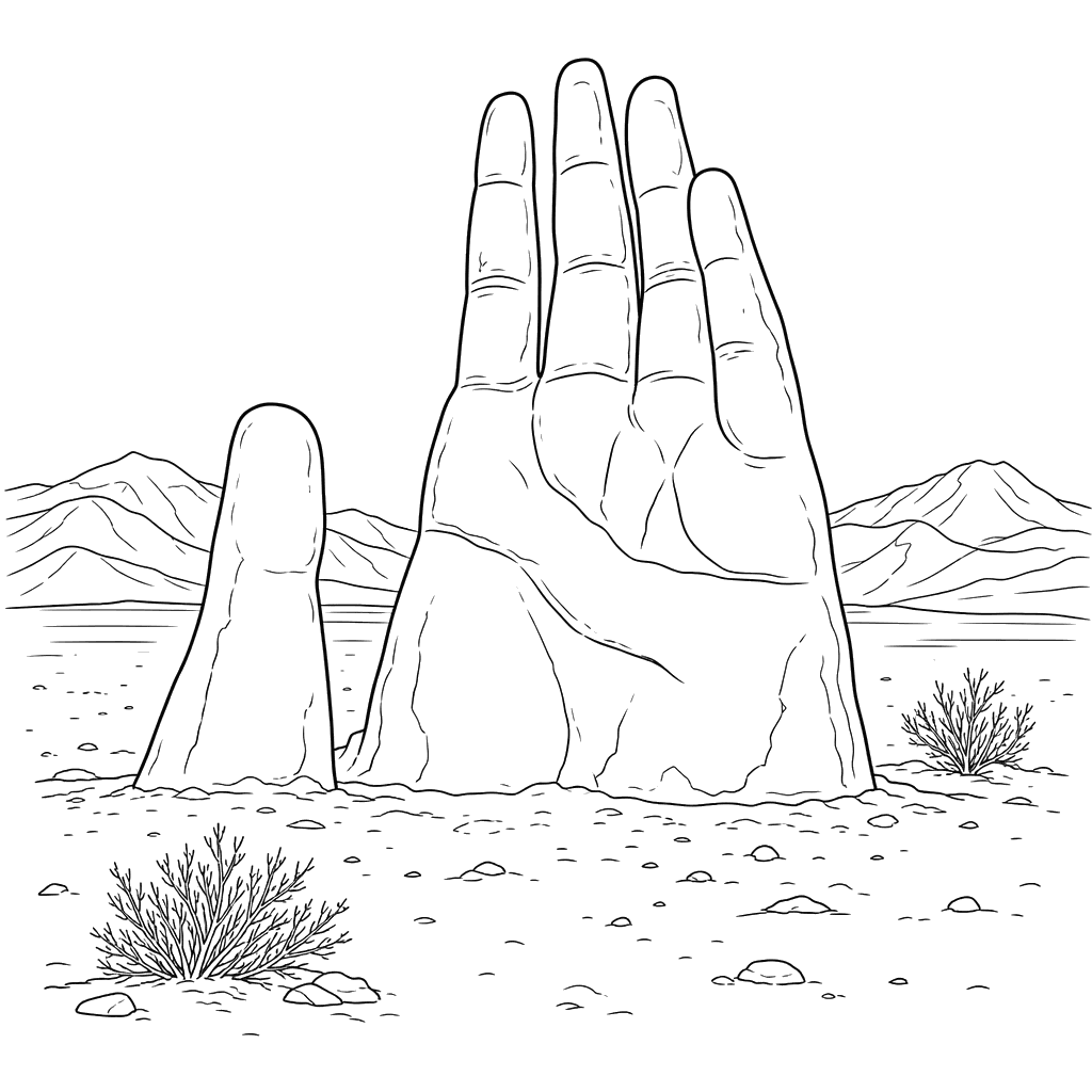 Ausmalbild Hand der Wüste