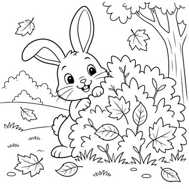 Hase versteckt sich im herbstlichen Busch