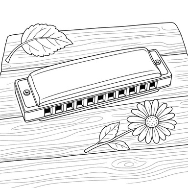Desenho de Gaita na Mesa para Colorir