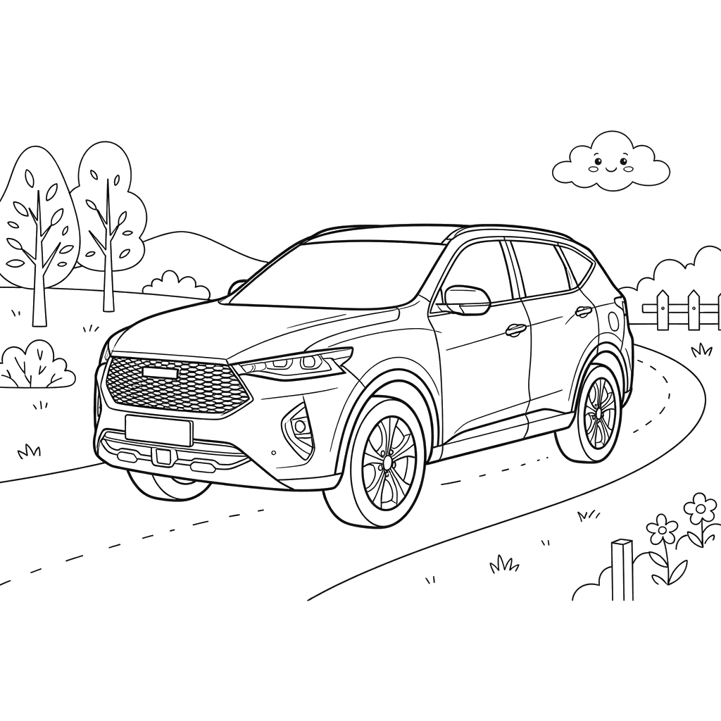 Dibujo para Colorear Coche Haval F7 para Niños