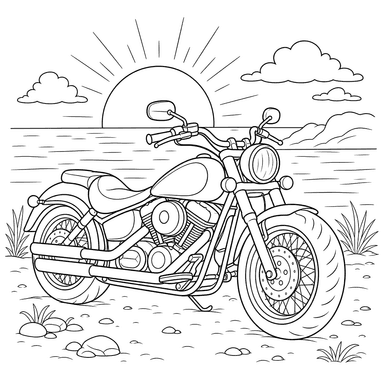 Dibujo para colorear de Crucero Pesado al Atardecer