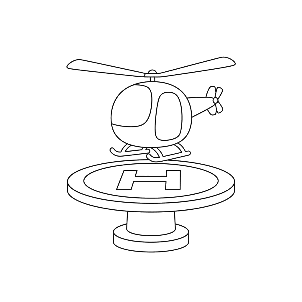Ausmalbild Hubschrauber landet