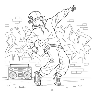Hip-Hop-Tänzer Ausmalbild