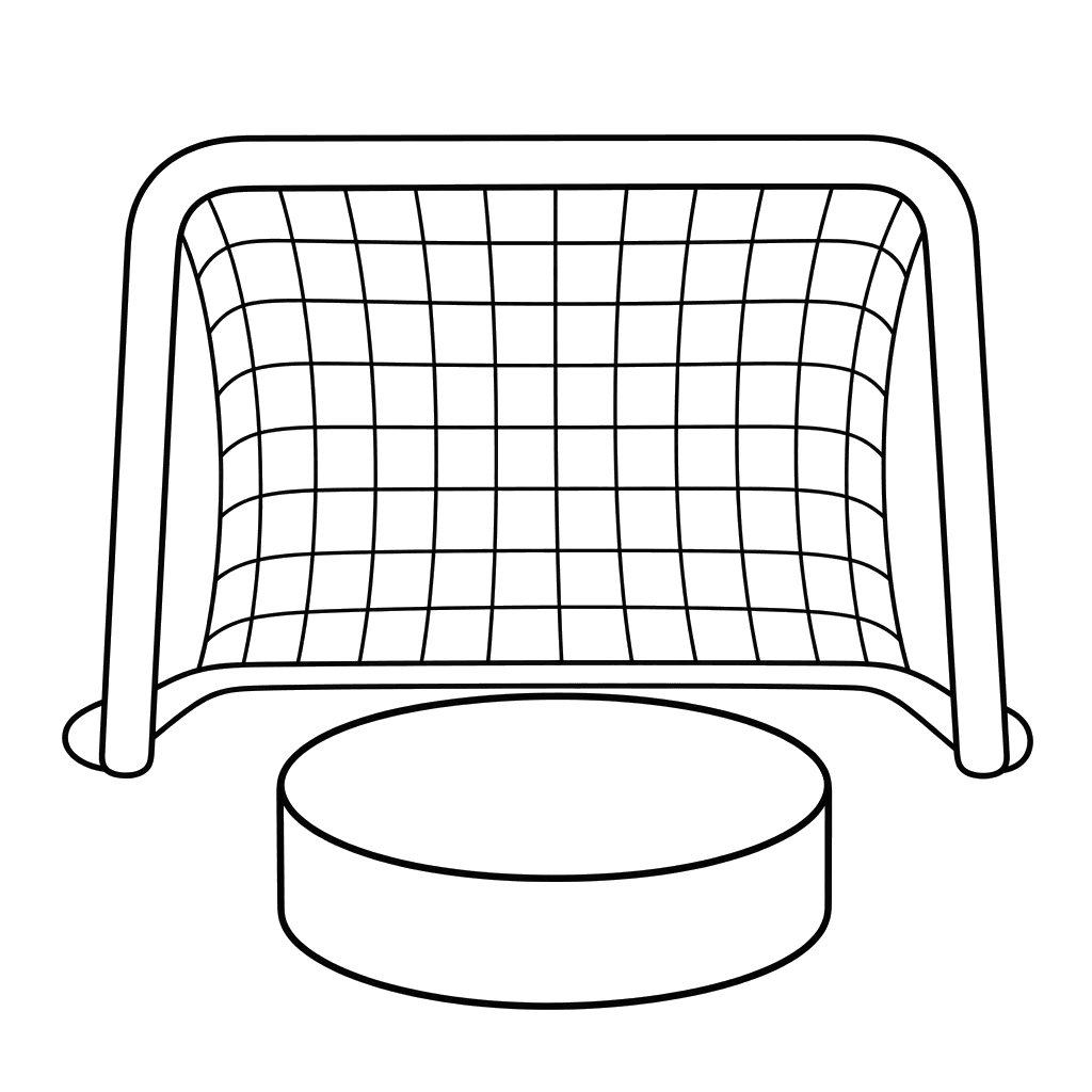 Eishockey-Puck am Tor – Ausmalbild