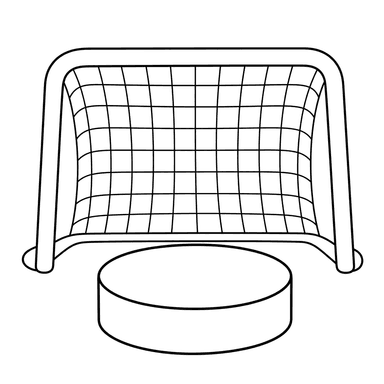 Puck de hóquei no gol — desenho para colorir