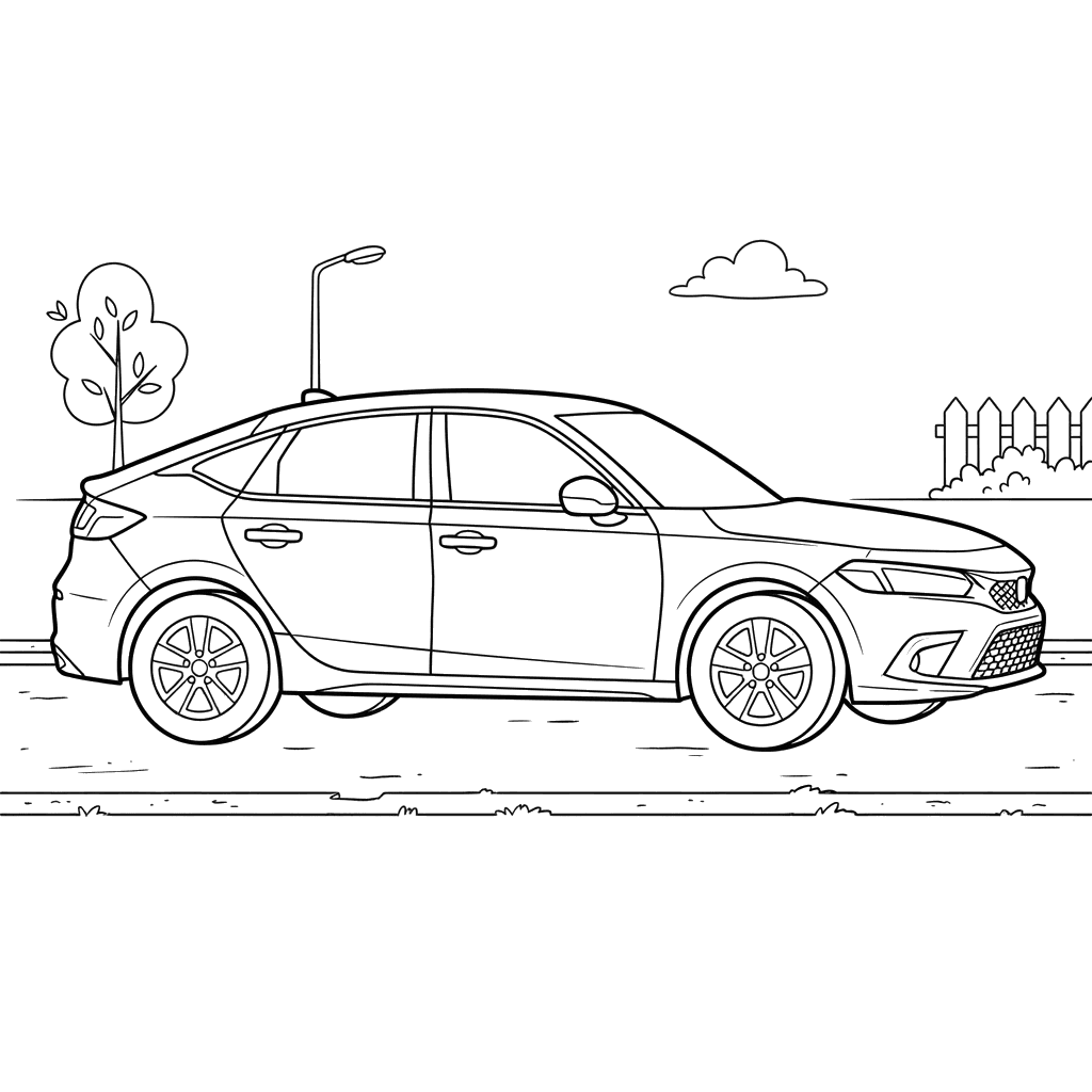 Dibujo para colorear de coche Honda Civic