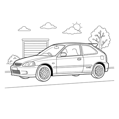 Honda Civic Type-R (2000) Auto Ausmalbild