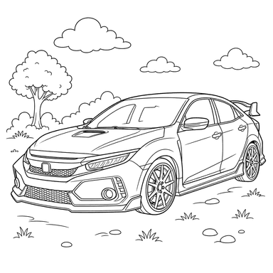 Dibujo de Honda Civic Type R para colorear