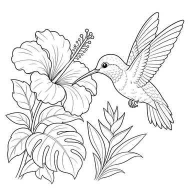 Kolibri mit Blume Ausmalbild