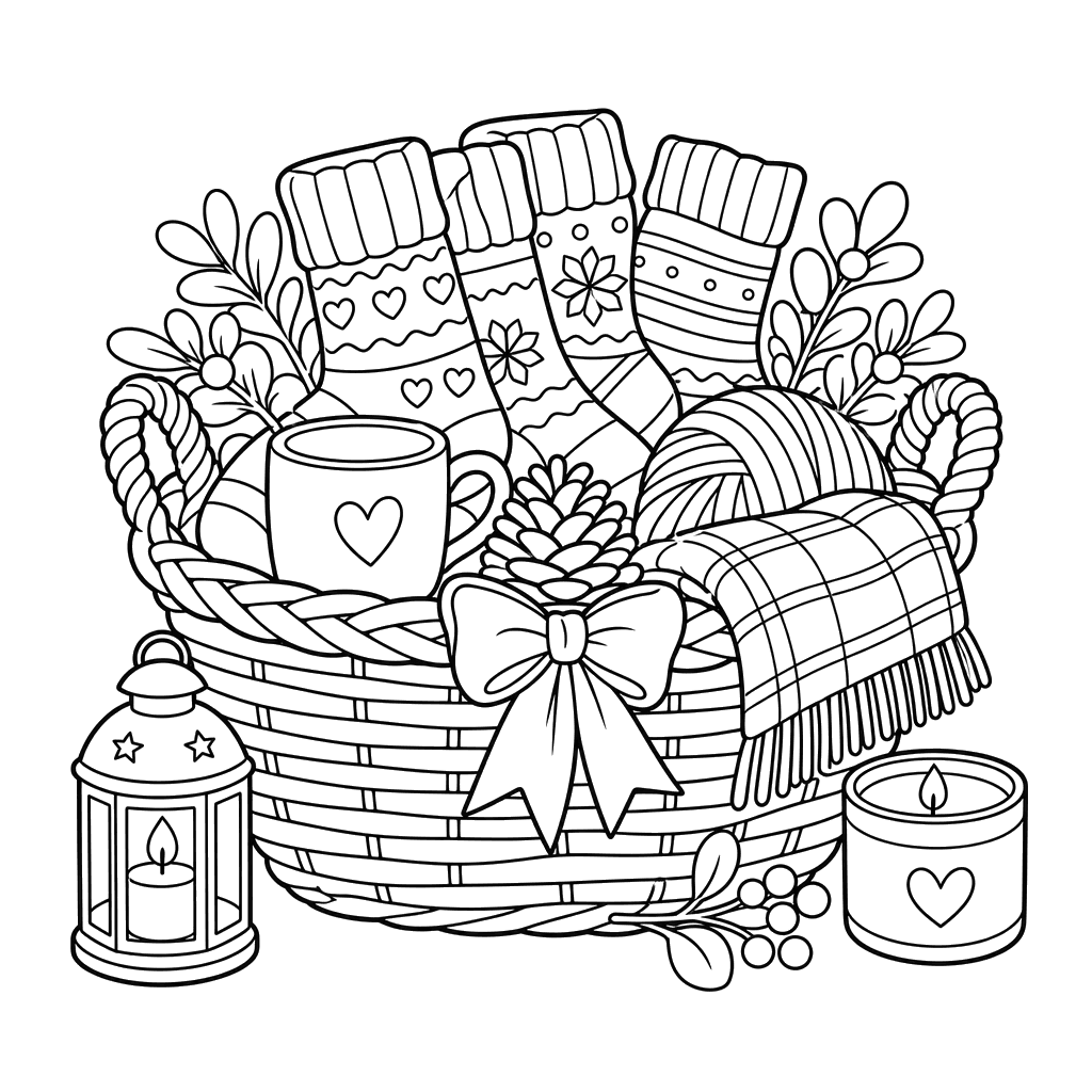 Hygge-Korb mit warmen Socken
