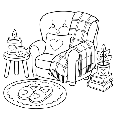 Rincón hygge para colorear