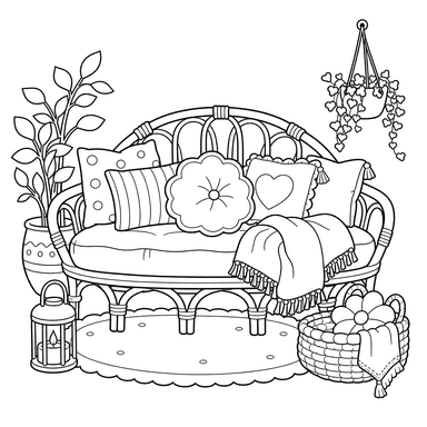 Canapé hygge avec coussins décoratifs