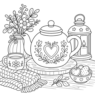 Dibujo para colorear: tetera hygge