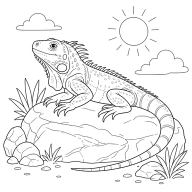 Iguane se réchauffant sur un rocher