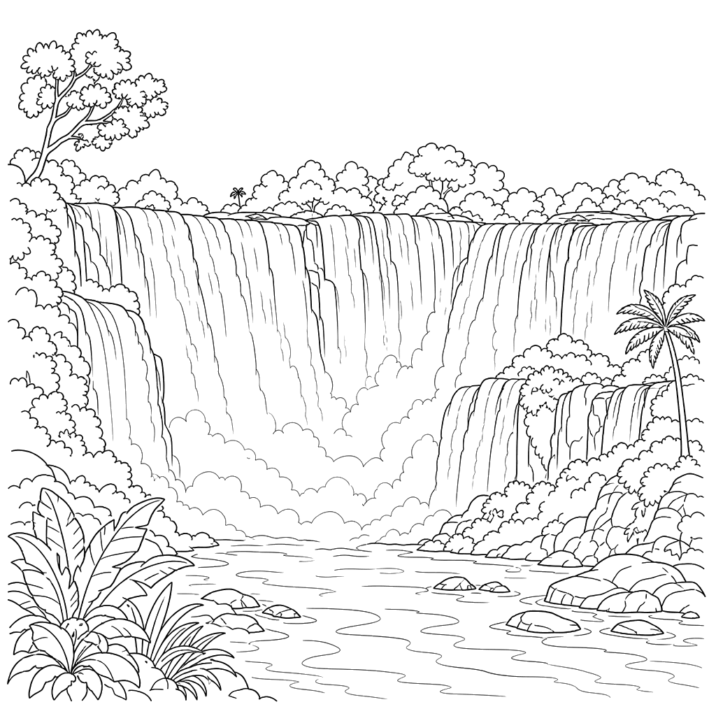 Coloriage Chutes d'Iguazu