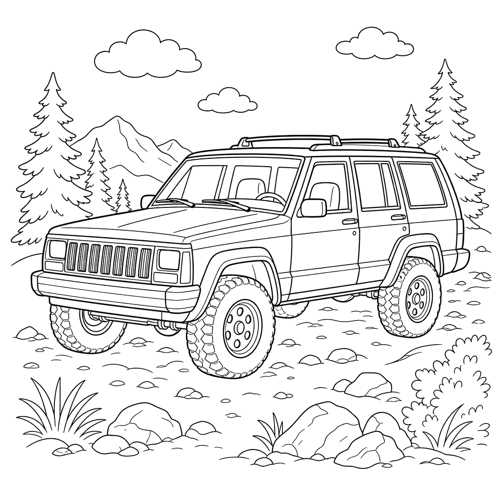 Раскраска Джип Чероки (Jeep Cherokee)