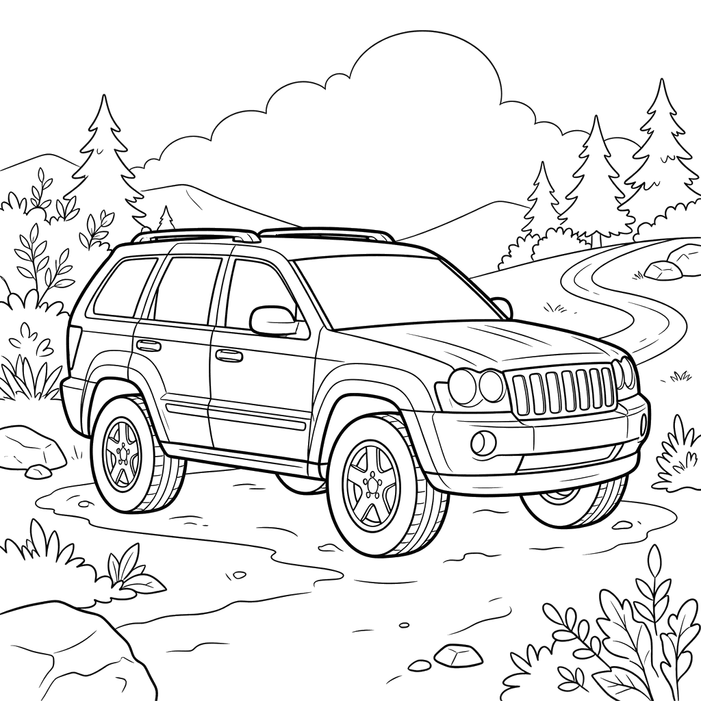 Jeep Grand Cherokee Coloring Page for Kids