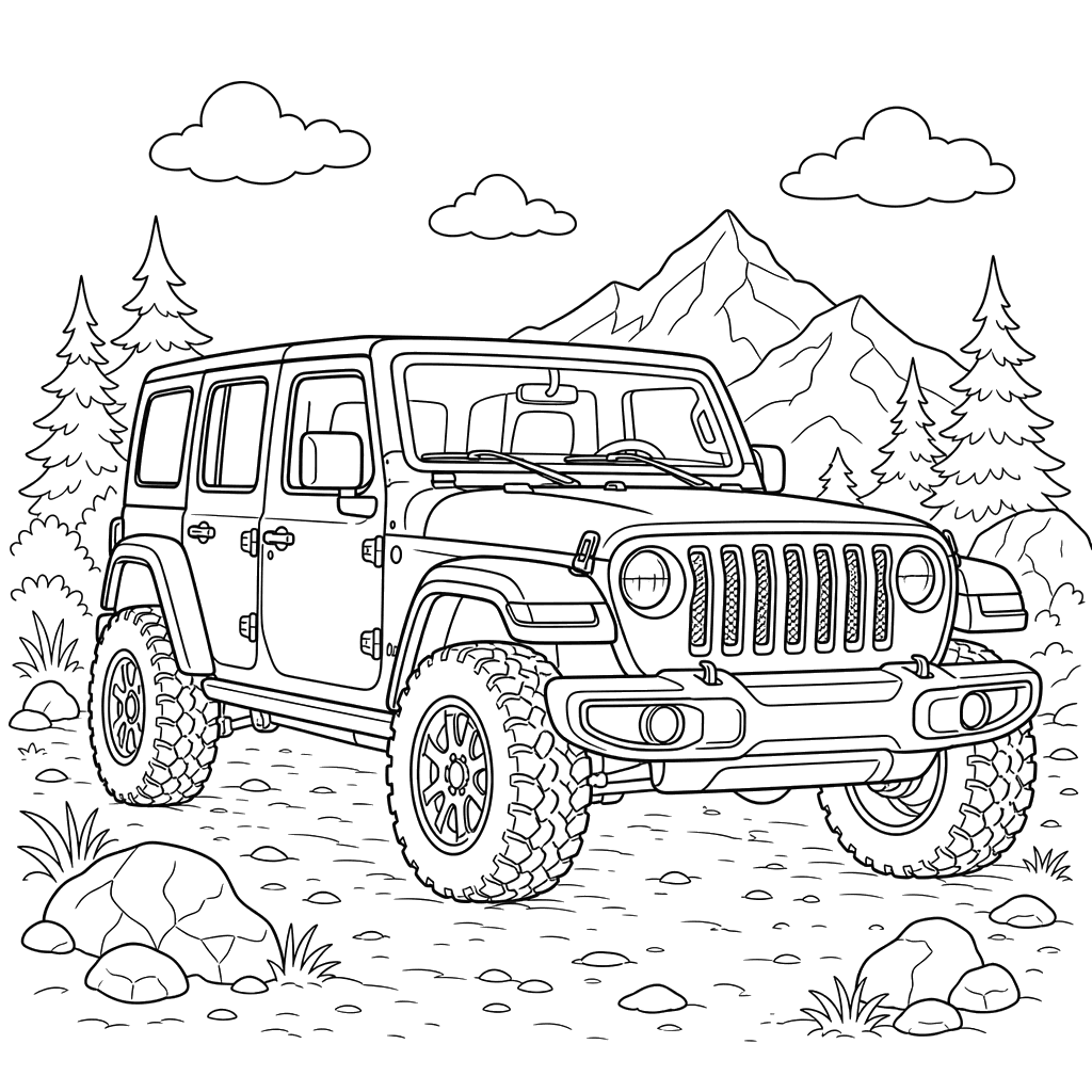 Jeep Wrangler Coloring Page