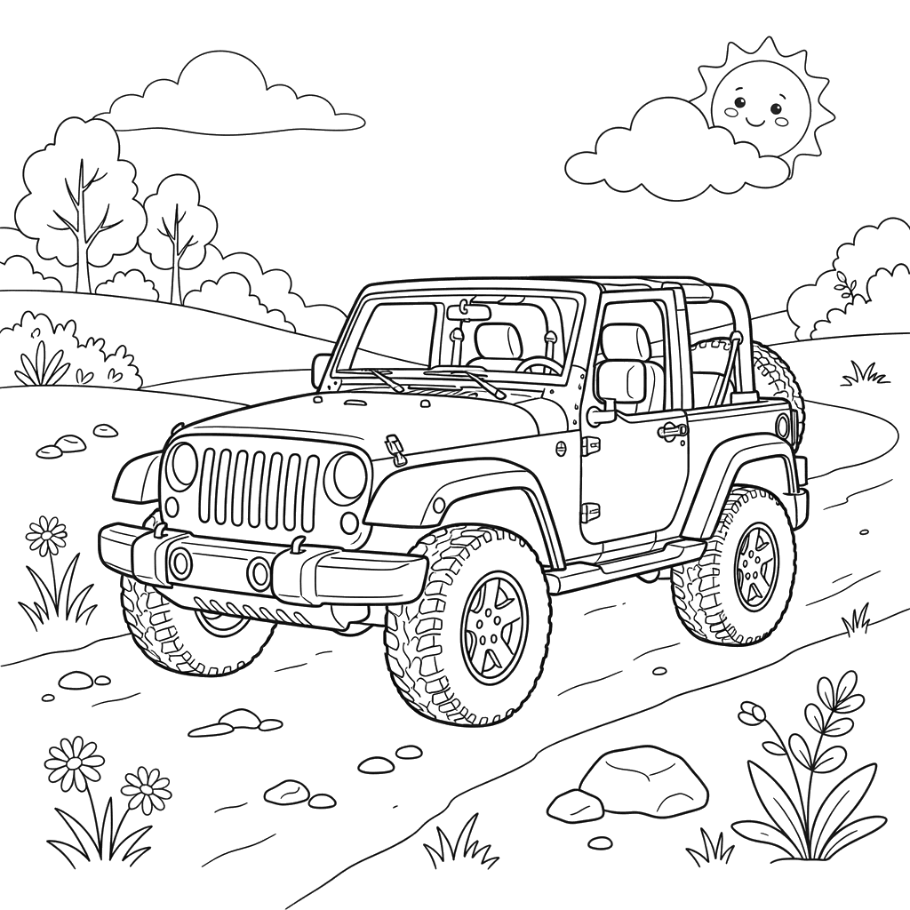 Dibujo para colorear Jeep Wrangler para niños
