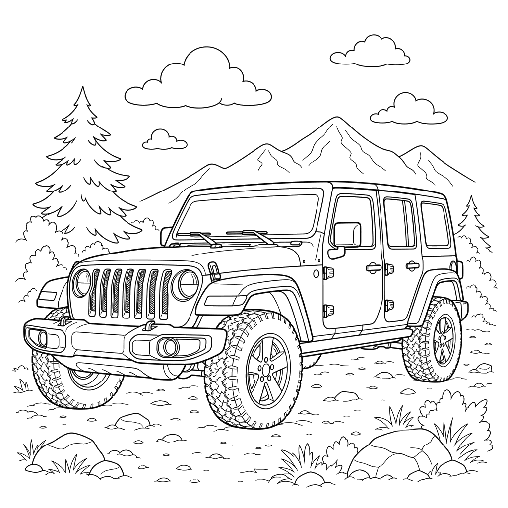 Dibujo para colorear de Jeep Wrangler