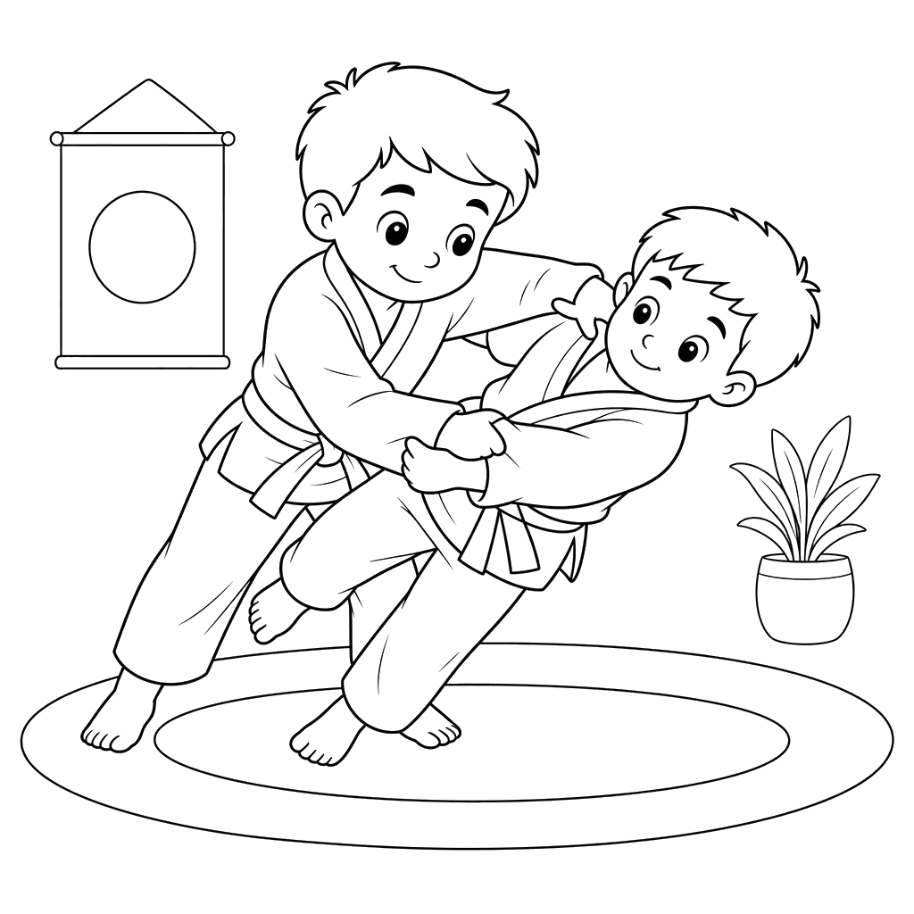 Dibujo para colorear de judo