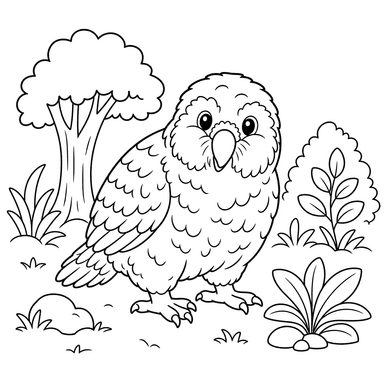 Kakapo on a Forest Glade