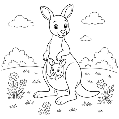 Känguru mit Baby Ausmalbild