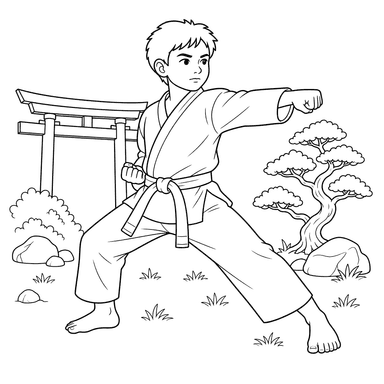 Desenho para colorir: caratê
