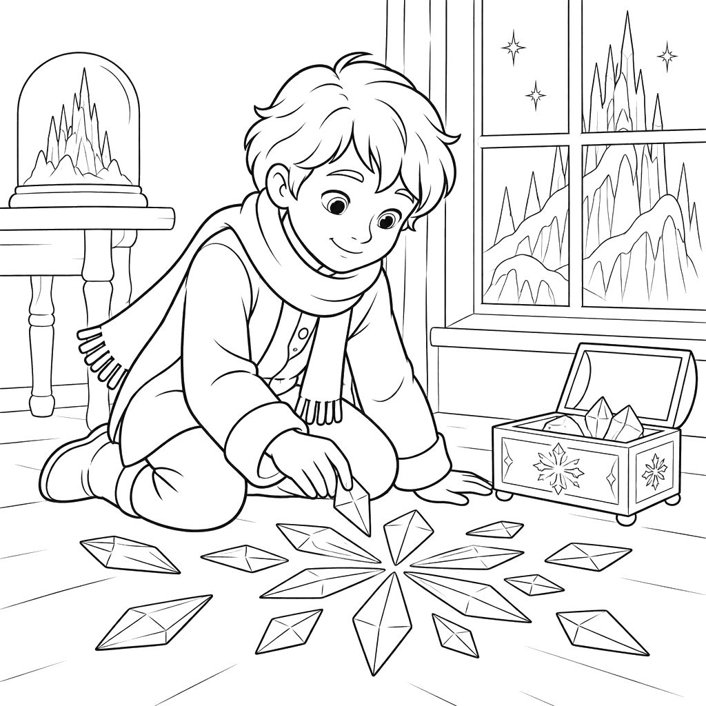 Desenho de Kai com padrão de gelo para colorir