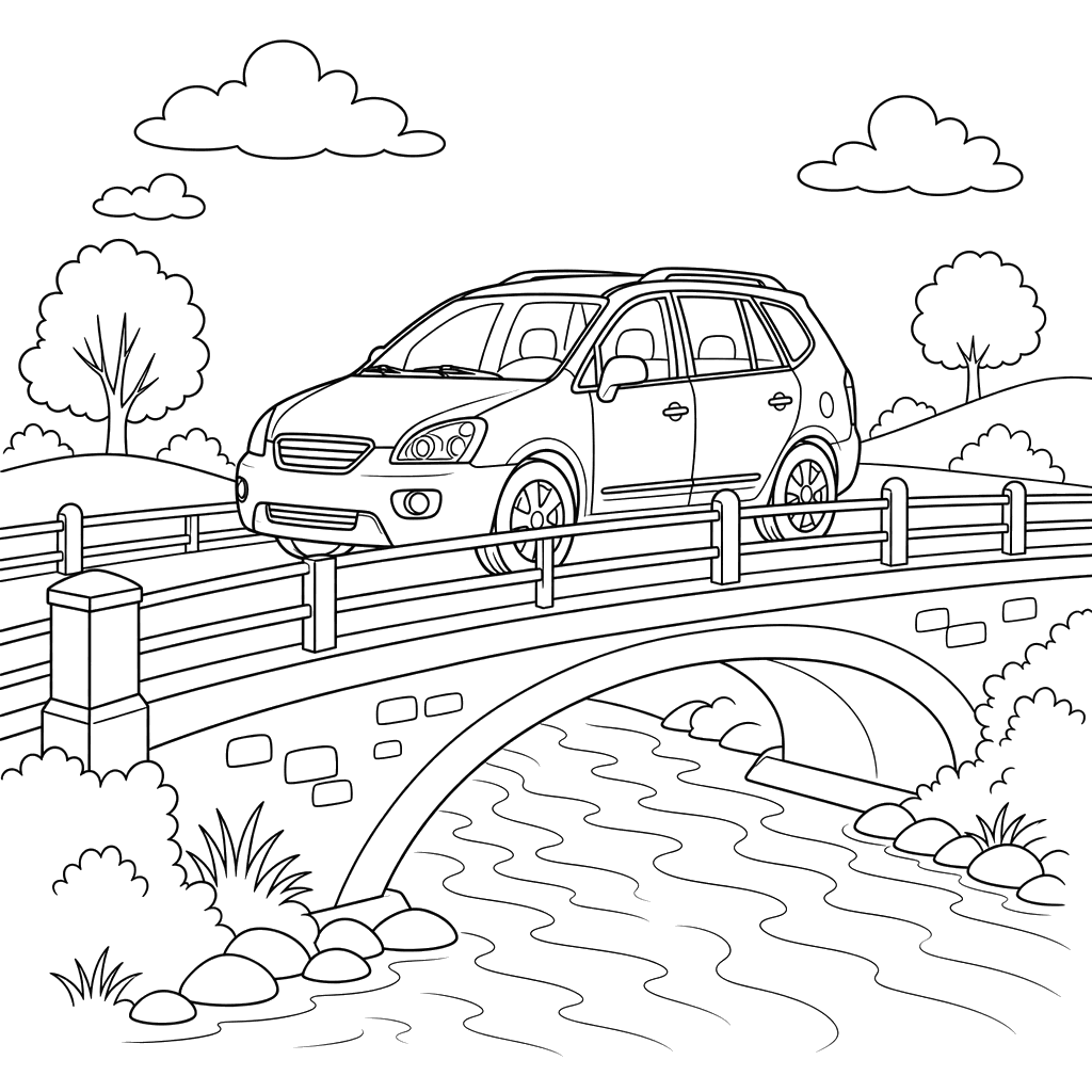 Minivan Kia Carens na ponte